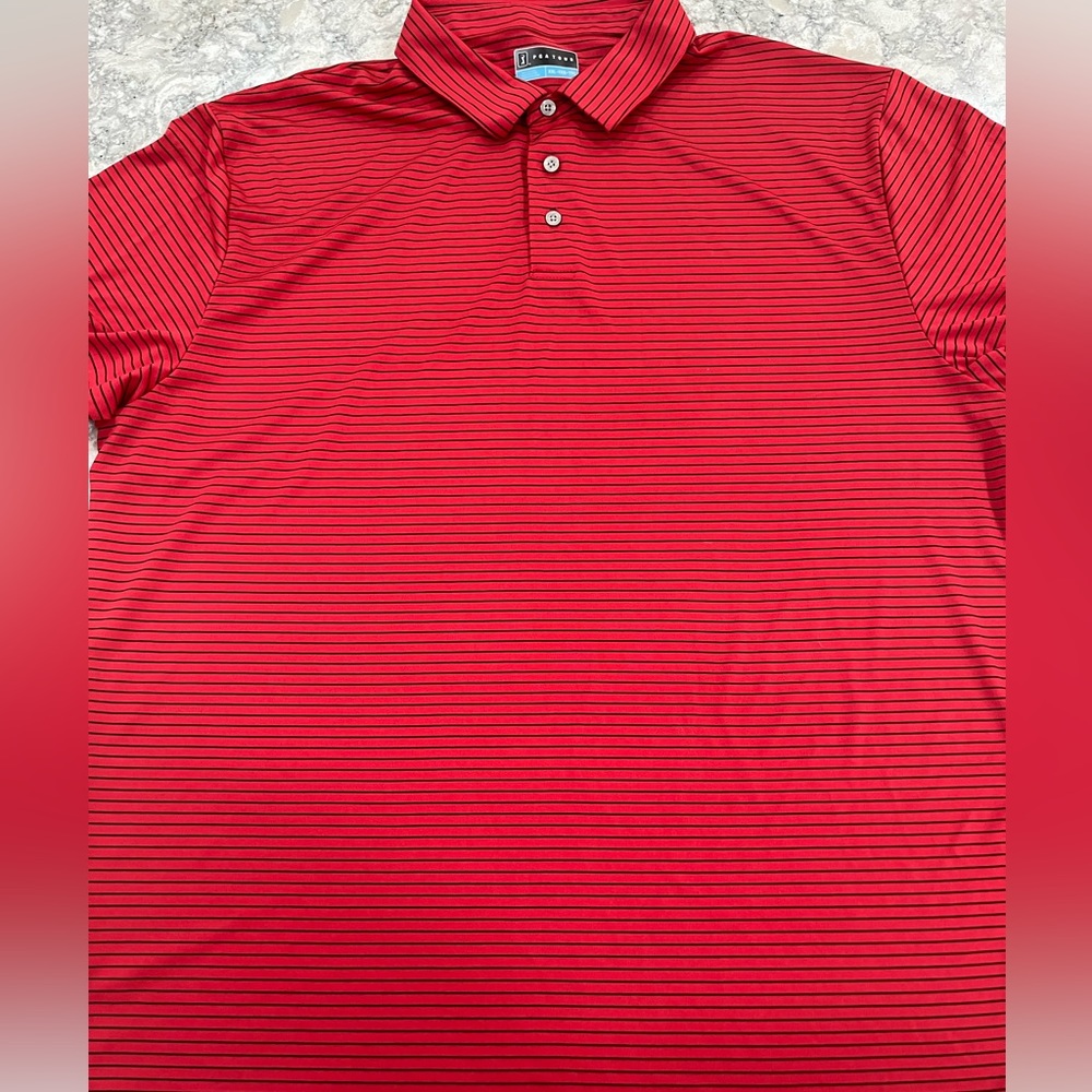 PGA Tour Men’s Golf Shirt Red/ Black Striped XXL